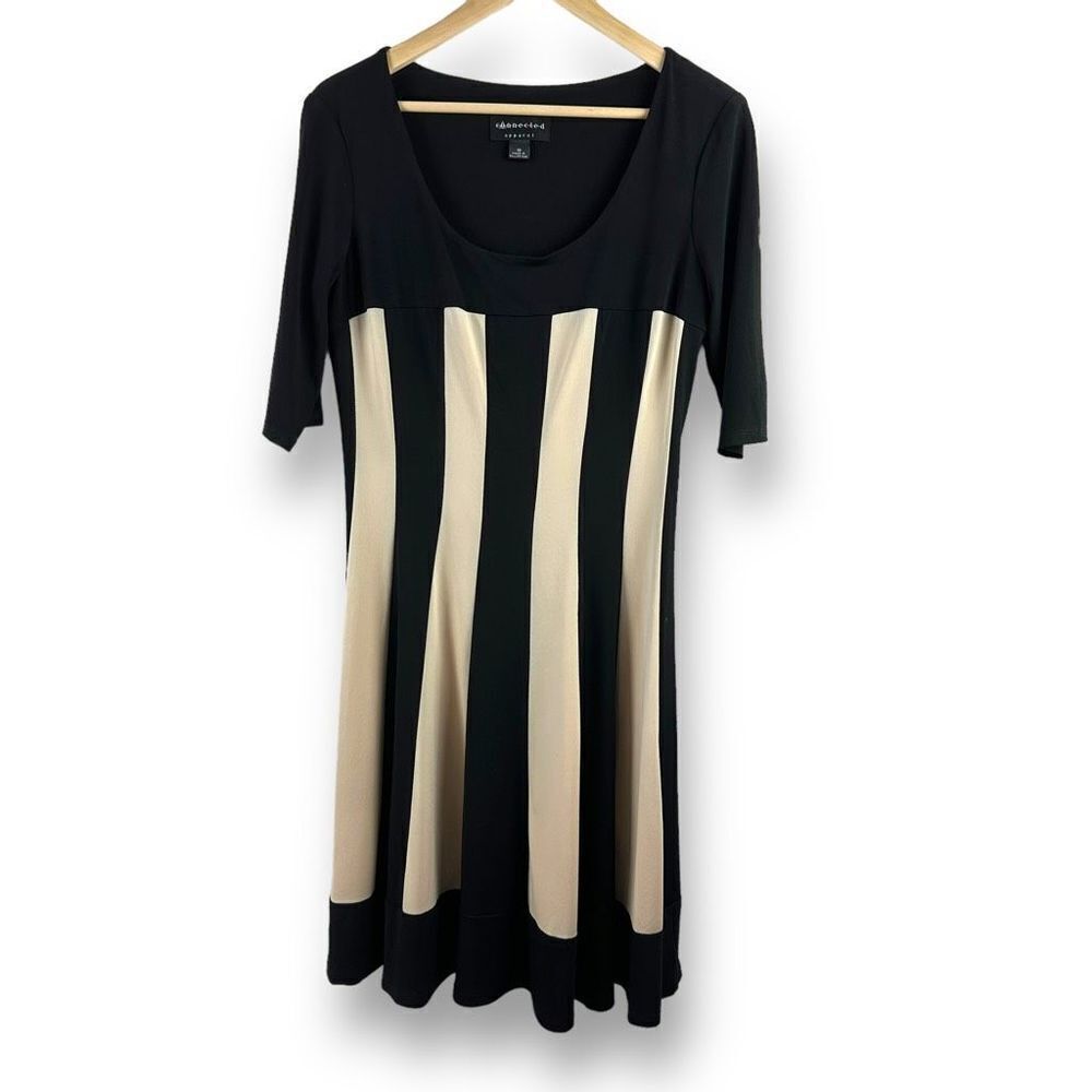 Connected Apparel black and tan fit and flair dress size 10